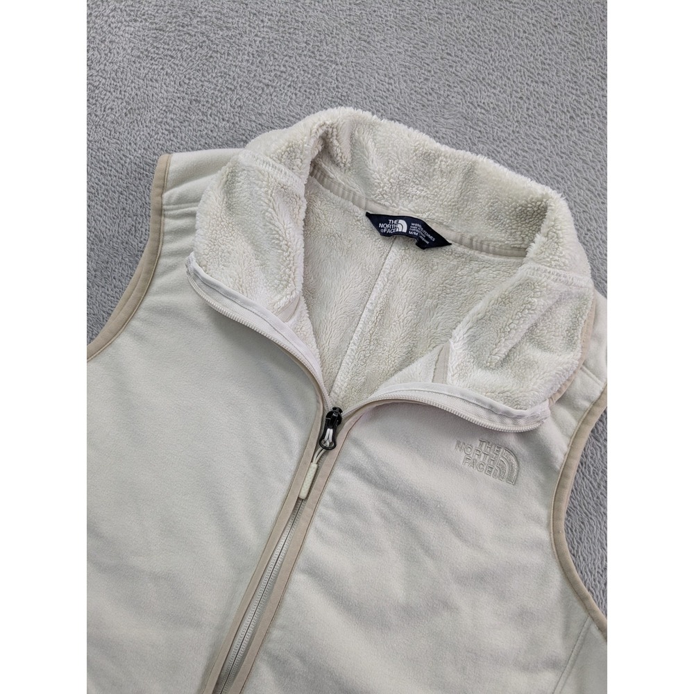 The North Face Womens Cream Fleece Full Zip Sherpa Lined Vest Medium
